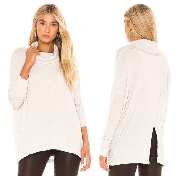 Free People x REVOLVE Cream Juicy Ribbed Pullover Surplice Back Sweater Small - Picture 1 of 9